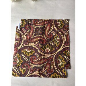 April Cornell Set Of Four Paisley Eggplant Red Square Cloth Cotton Napkins